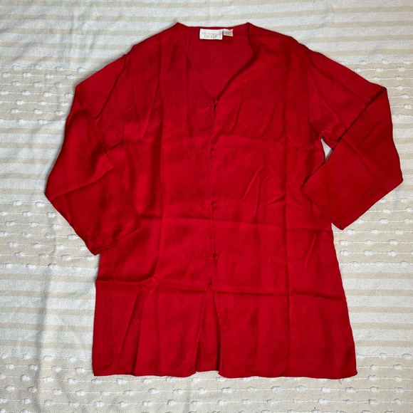 Victoria Secret gold label vintage 100% silk red pajama dress/ robe size medium - Picture 9 of 13
